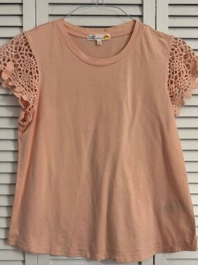 C&C California Peach Crochet Cap Sleeve Tee